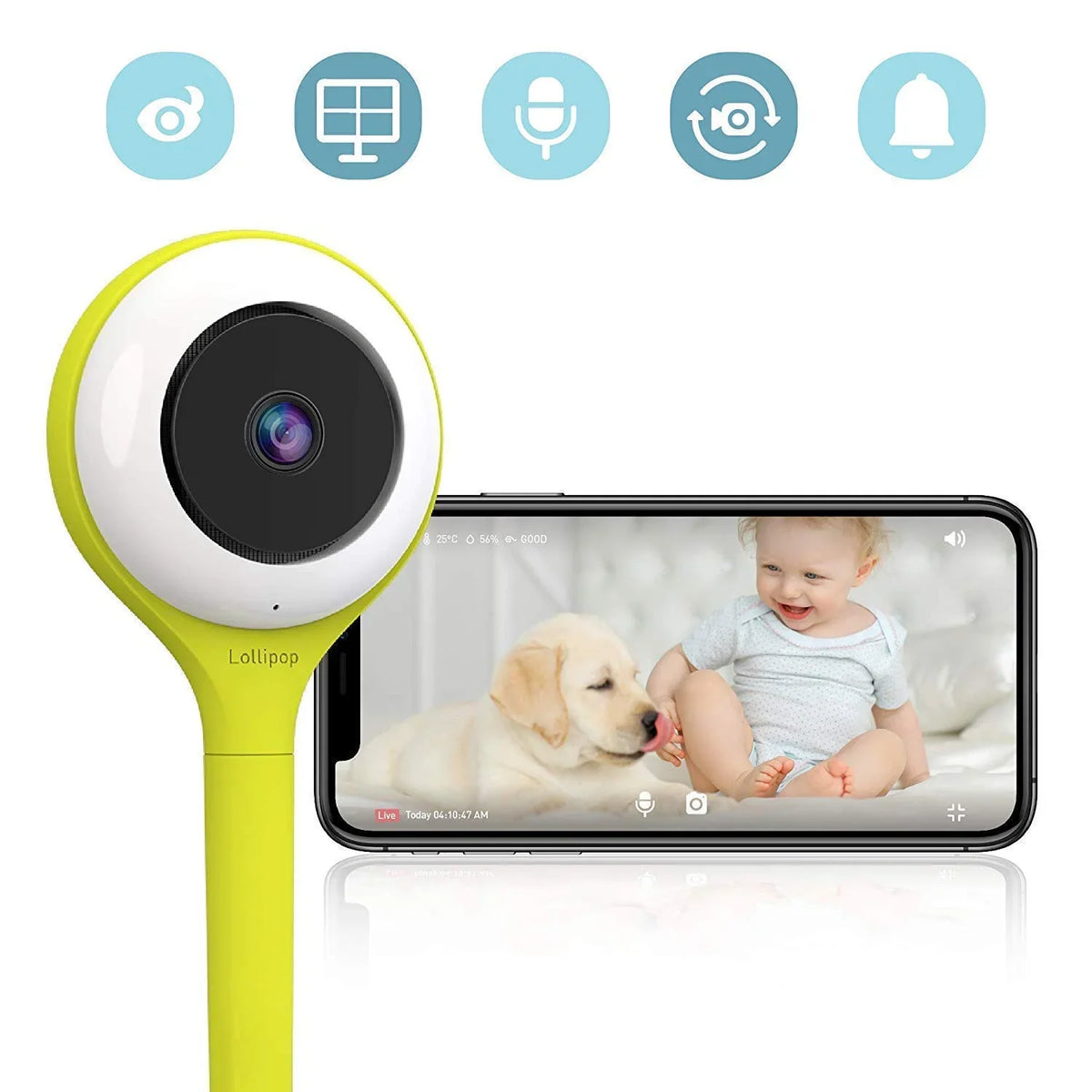 Lollipop Baby Monitor Pistachio Smart WiFi Camera with True Cry Detection Breathing & Sleep Tracking
