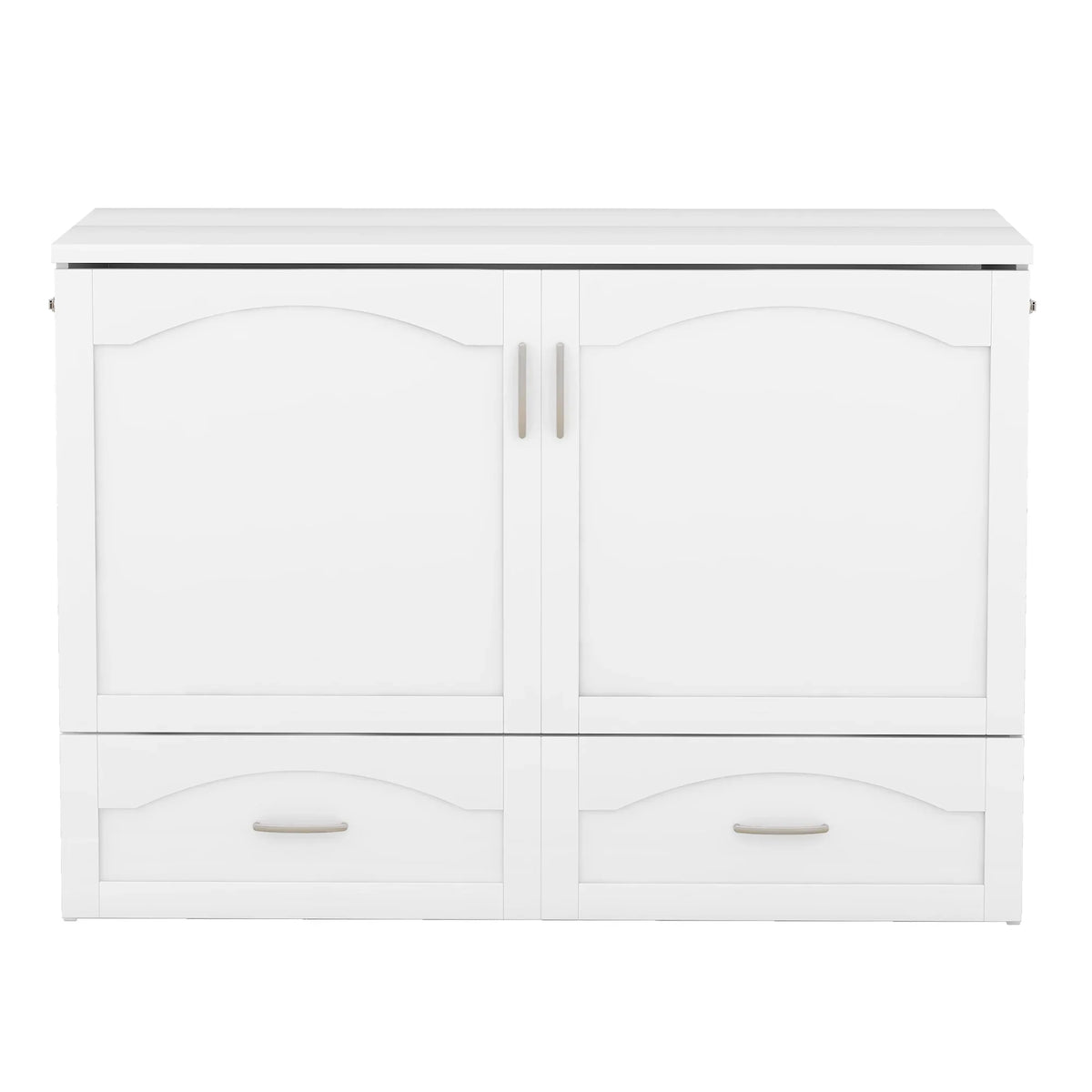 Harper & Bright Designs Full Size Murphy Bed with Shelves, Foldable Wall Bedframe w/Flexible Slats Support, Space-Saving Design, Can Be Folded Into Cabinet, White