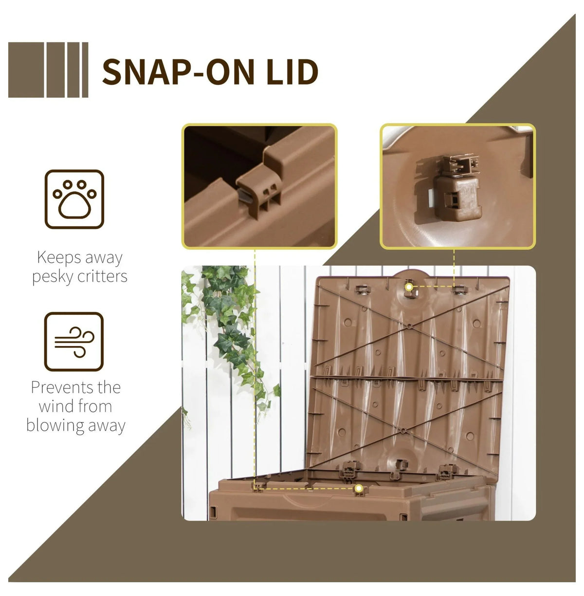 120 Gallon Compost Bin - Outdoor Tumbler with Vents & Sliding Doors