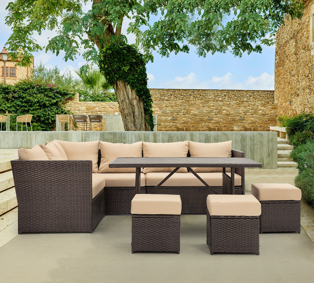 Danrelax 7-Piece Patio Conversation Set, Outdoor Sectional Sofa, PE Rattan Wicker Furniture, Steel Frame, Gray