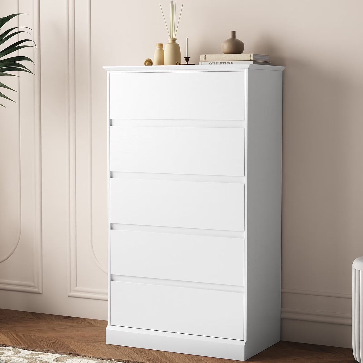 2 PCS Dresser for Bedroom, 5 Drawer Dresser Black Chest of Drawers for Living Room Dressing Room Entryway -2PCS