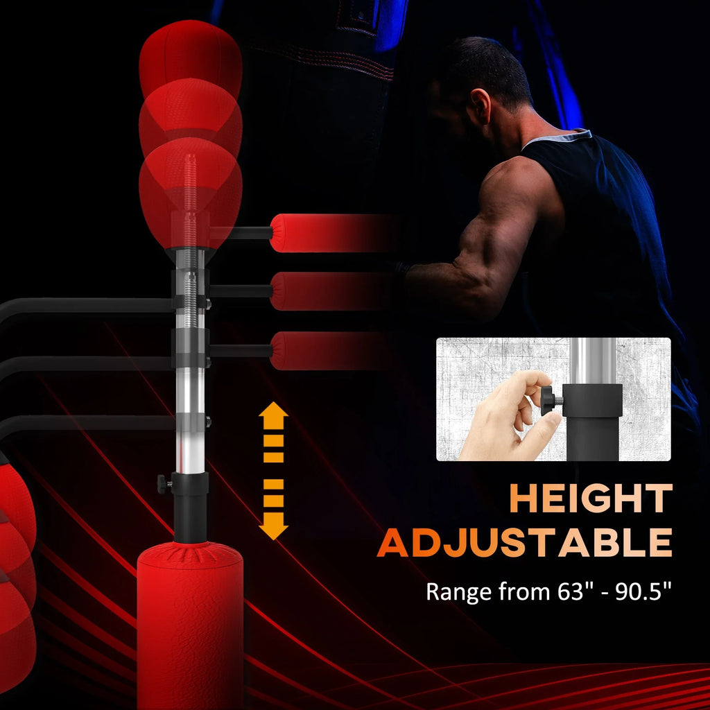 Soozier 4-in-1 Boxing Punching Bag Stand with 2 Speedballs, 360° Relax Bar, & PU-Wrapped Bag & Adjustable Height, Black
