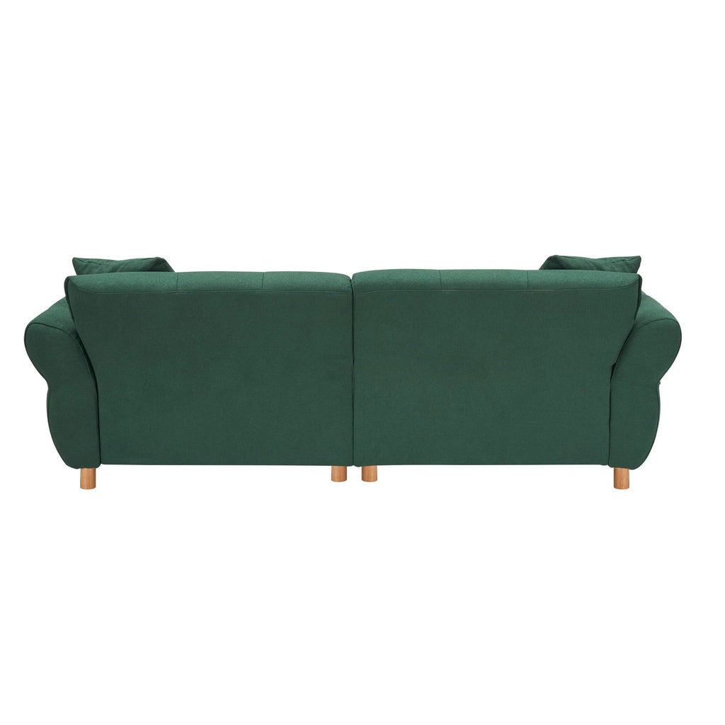 93" Sofa Couch for Living Room,Teddy Upholstered Sofa,3 Seater Couch with 2 Pillows for Apartment,Bedroom,Office,Green