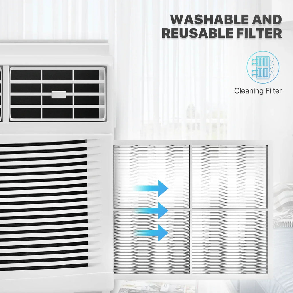 mollie 12,000 BTU 115V Window Air Conditioner, Cools Rooms up to 450 Sq.Ft., Window AC Unit with Remote Control, 24H-Timer and 3 Fan Speeds, White