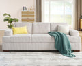 VANACC 89in Couch, Comfy Sofa with Wood Legs, 3 Seater Modern Sofa- Deep Seat Couches for Living Room, White Corduroy