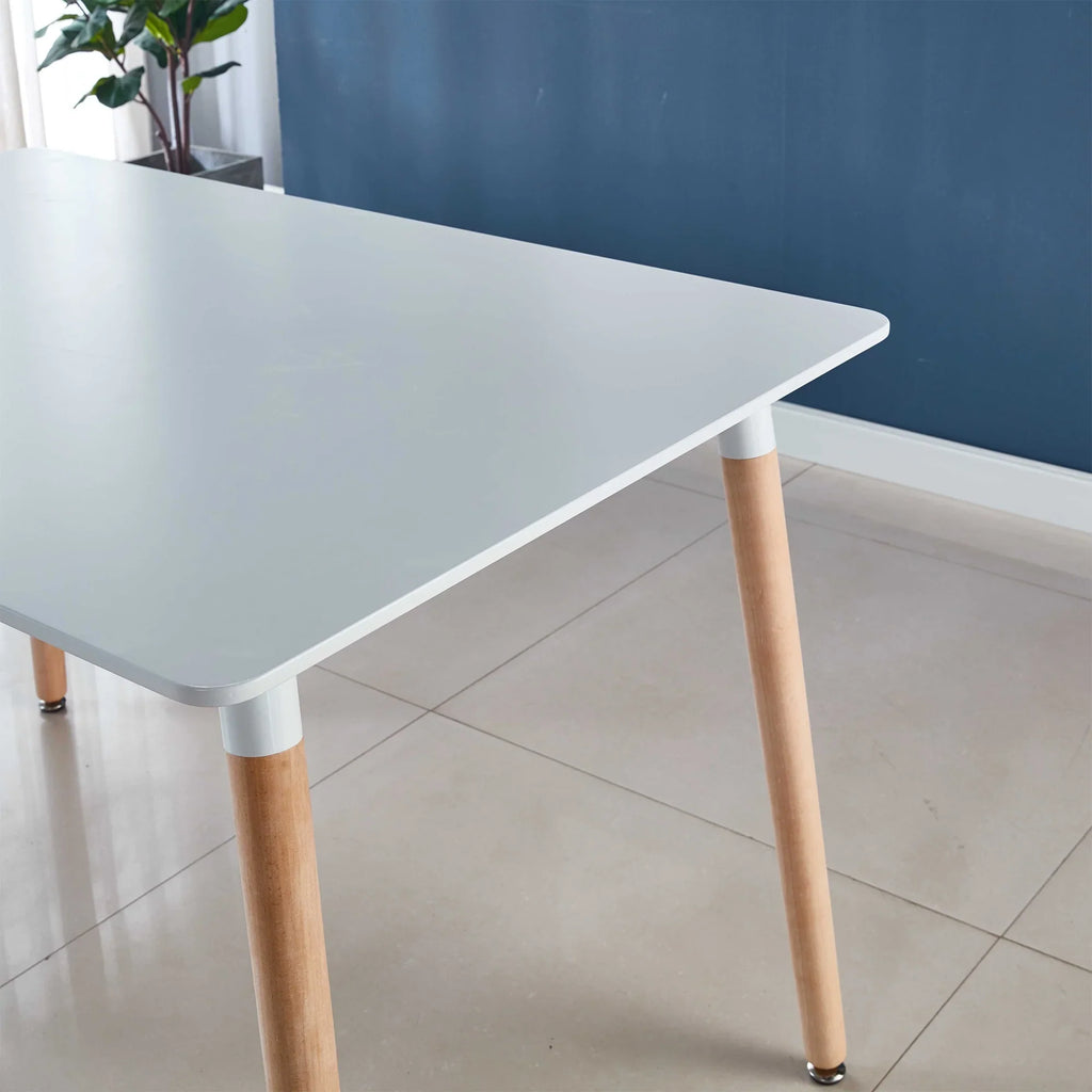 PORKISS Round Dining Table for 4 People, Wood Kitchen Dining Table with Metal Legs, Modern Dining Room Tables for Kitchen Living Room, White #2