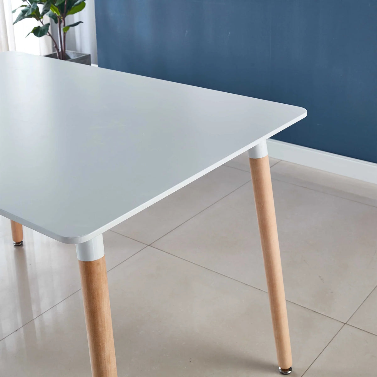 PORKISS Round Dining Table for 4 People, Wood Kitchen Dining Table with Metal Legs, Modern Dining Room Tables for Kitchen Living Room, White #2