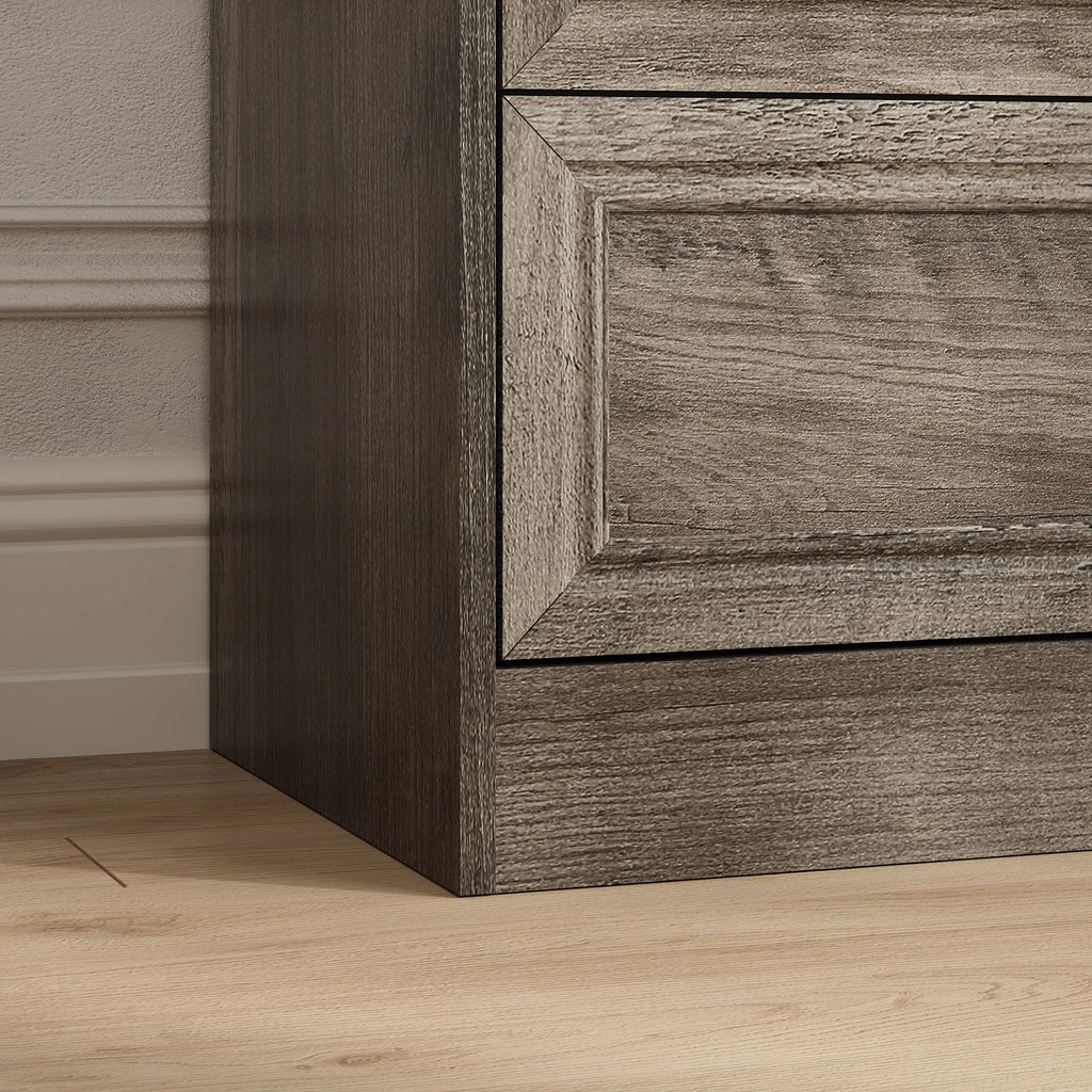 Vabches Farmhouse 5 Drawer Dresser with Metal Handle, Tall Wood Chest of Drawers for Living Room Bedroom,Dark Brown