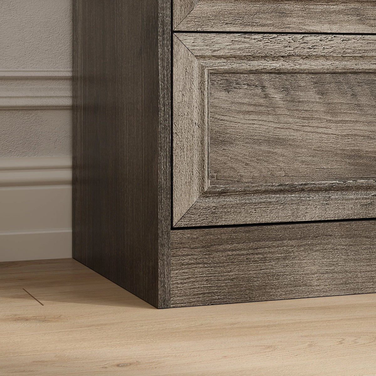 Vabches Farmhouse 5 Drawer Dresser with Metal Handle, Tall Wood Chest of Drawers for Living Room Bedroom,Dark Brown