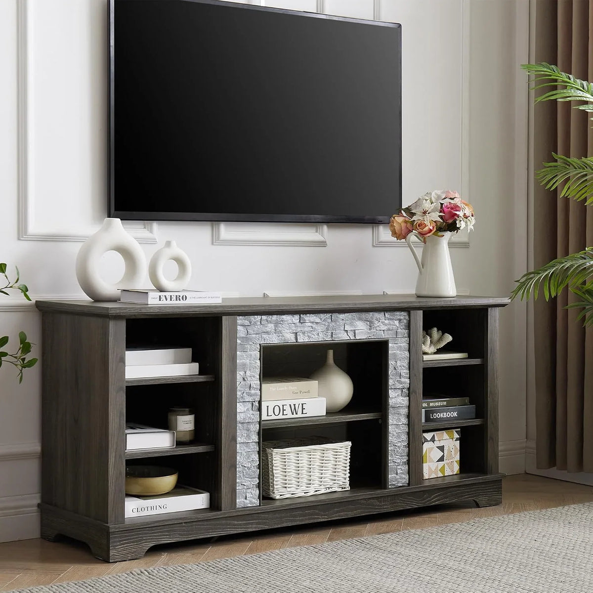 70 Inch TV Stand for TVs up to 80 Inch, Entertainment Center with Storage for Living Room, TV Console for Bedroom, Media Console for 40/50/55/60/65/70/75/80 Inch TV, White