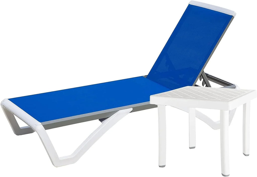 Domi Outdoor Living Chaise Lounge Chair Aluminum Adjustable Pool Lounge Chair"With All-Weather Textilene for Deck, Lawn, Backyard "1 Grey Chair"