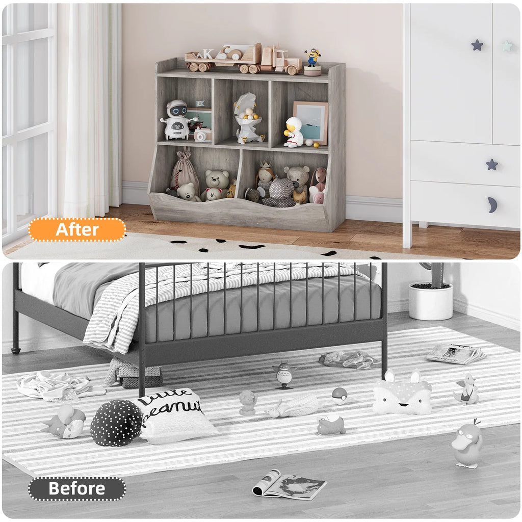 Kids Bookshelf and Bookcase Toy Storage Multi Shelf with Cubby Organizer Cabinet for Boys Girls,for Children Playroom Hallway Kindergarten School (White)