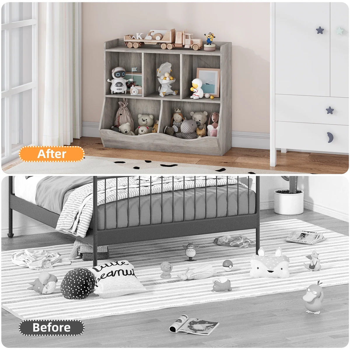 Kids Bookshelf and Bookcase Toy Storage Multi Shelf with Cubby Organizer Cabinet for Boys Girls,for Children Playroom Hallway Kindergarten School (White)