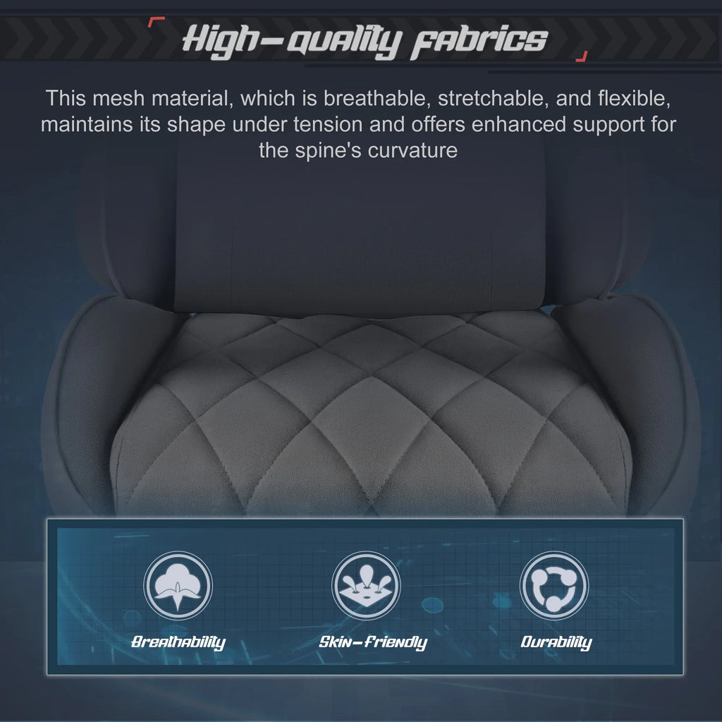 Homall Gaming Chair Fabric Computer Chair Massage Game Chair Cloth Office Chair with Headrest, Lumbar Support & Footrest,Gray