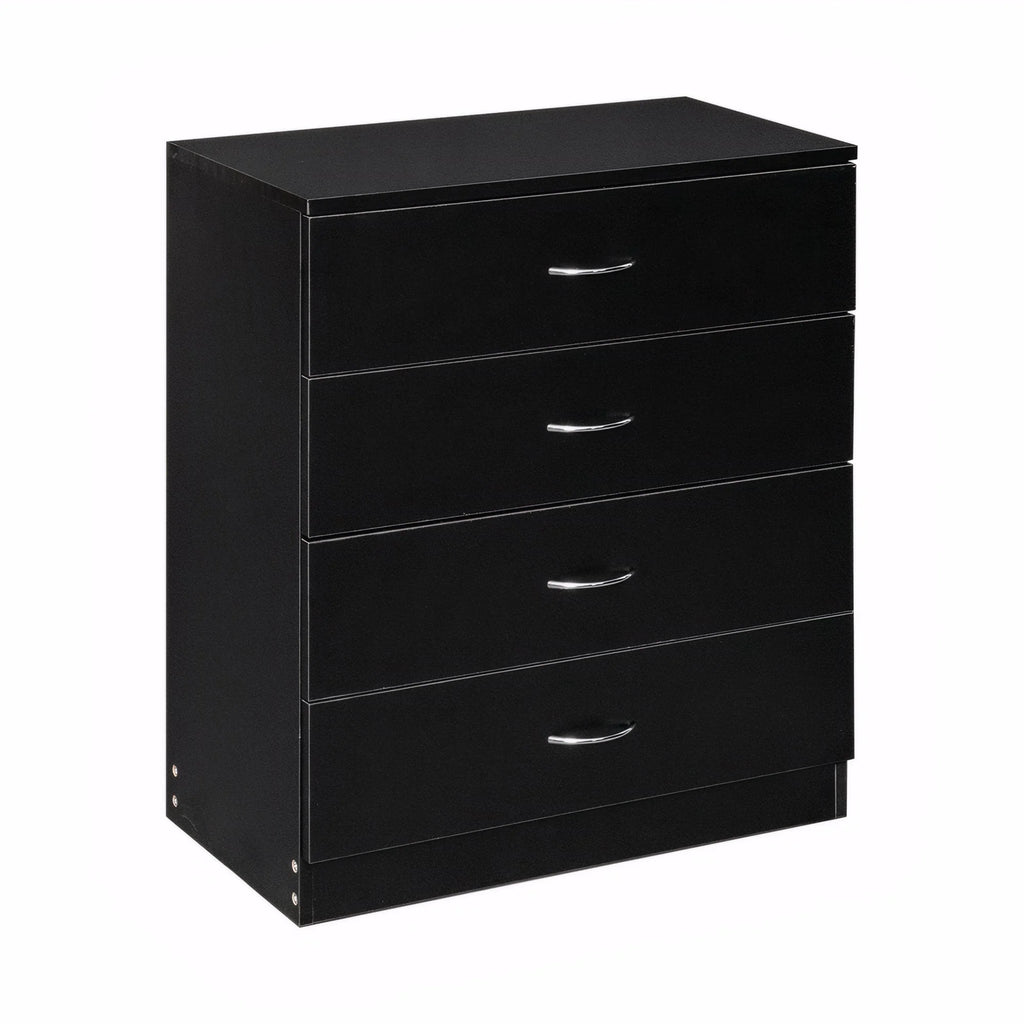 BESTCROF 4 Drawer Dresser Black Dresser, Modern Nightstand Dressers for Bedroom, Small Chest of Drawers Storage Cabinet Dresser Organizer Unit with Handle for Home, Office
