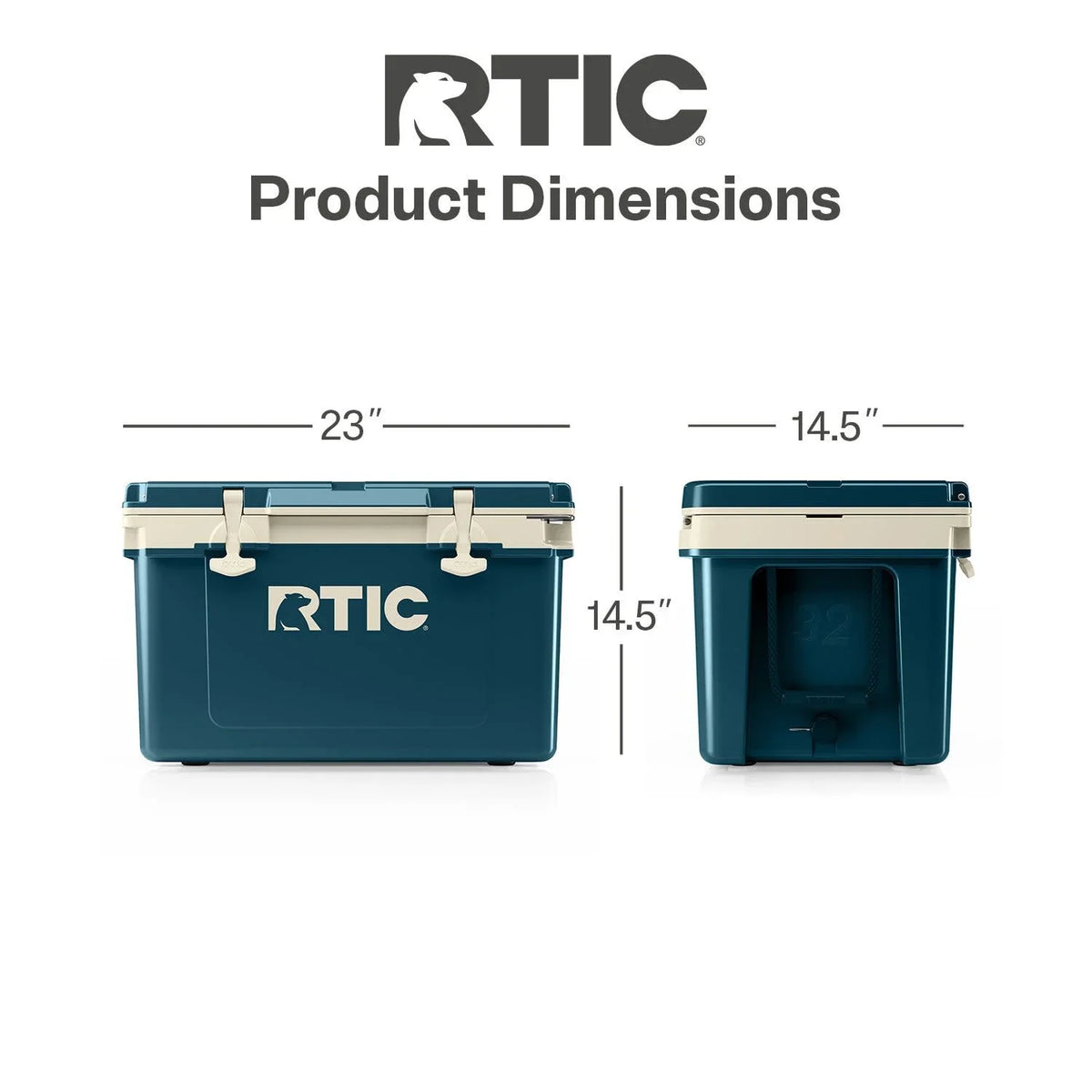 RTIC 32 QT Ultra-Light Hard-Sided Ice Chest Cooler, Fits 48 Cans, Dark Grey & Cool Grey