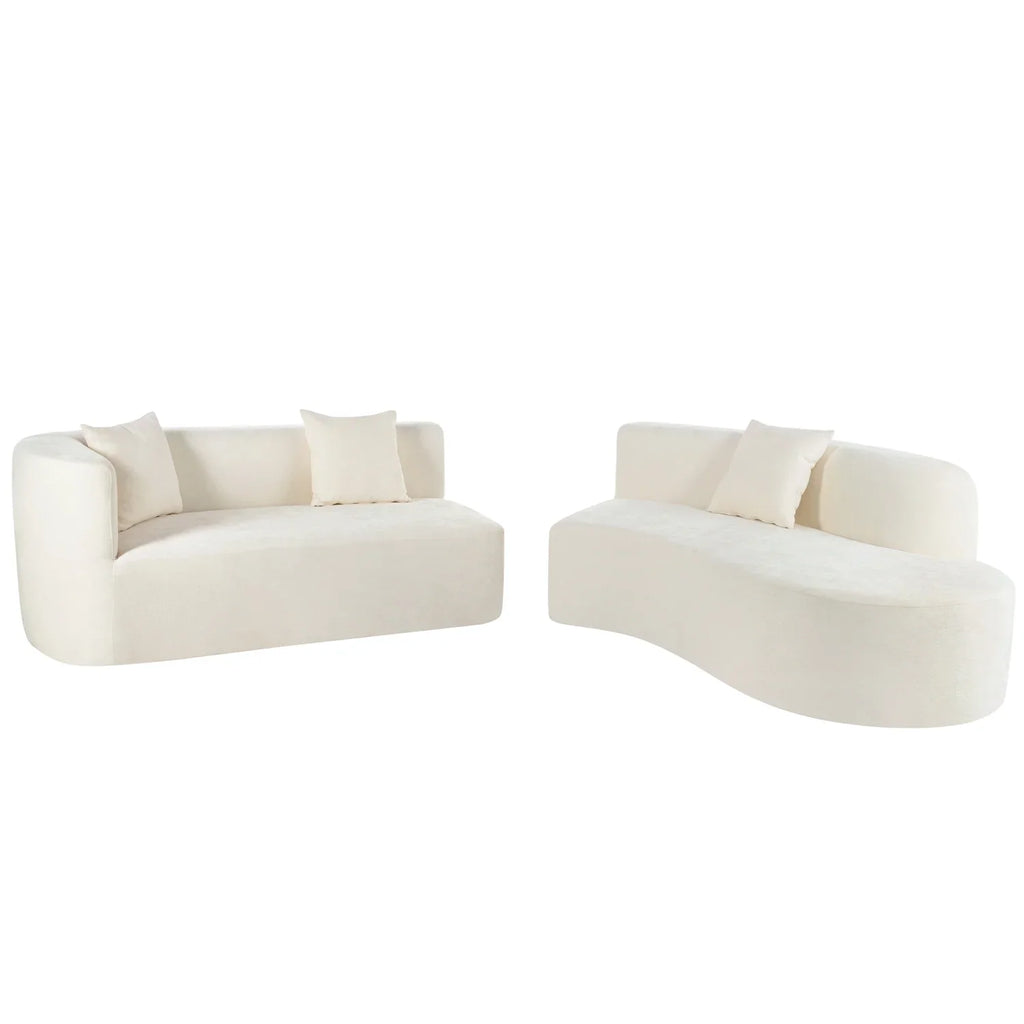 Harper & Bright Designs Modern Curved Floor Sofa Set, Modular Sectional Sponge Couch for Living Room, 2 PC Free Combination No Assembly Foam-Filled Sofa, Beige