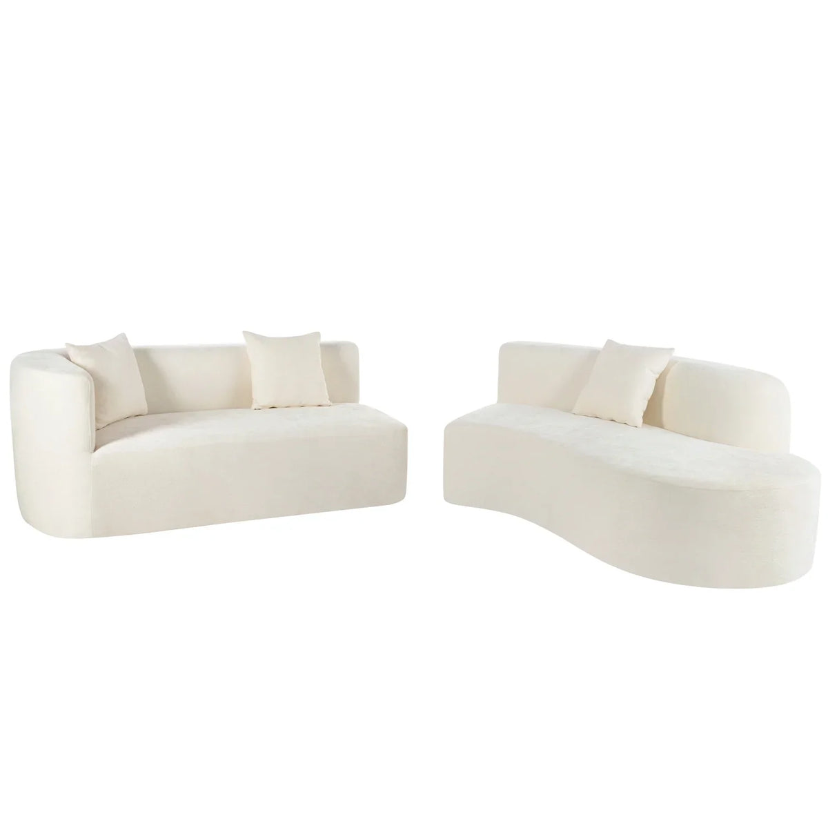 Harper & Bright Designs Modern Curved Floor Sofa Set, Modular Sectional Sponge Couch for Living Room, 2 PC Free Combination No Assembly Foam-Filled Sofa, Beige