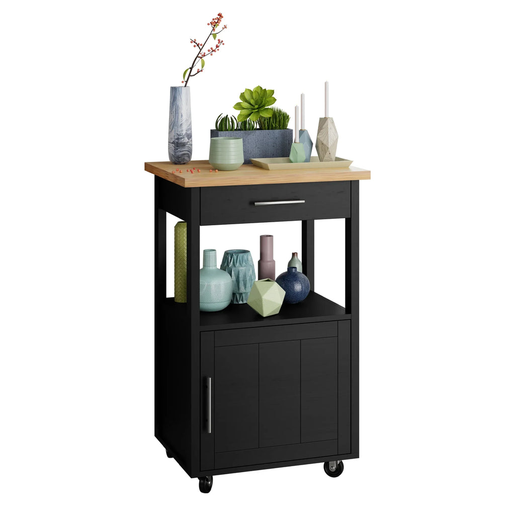 Walsunny Kitchen Island Table Stand with Storage on Wheels,Rolling Kitchen Cart Storage Cabinet with Drawer,White