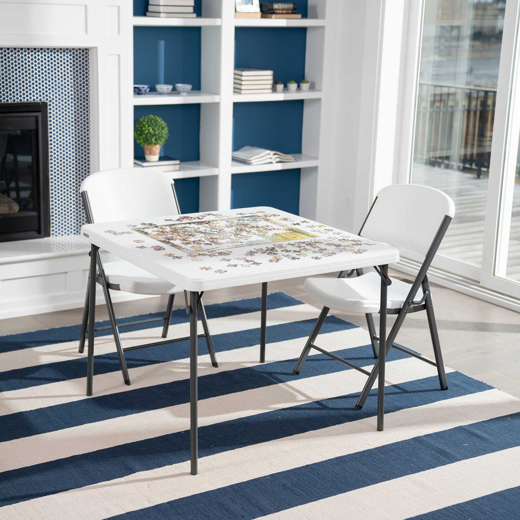 Lifetime 37 inch Square Folding Table, Indoor/Outdoor Commercial Grade, White Granite (80783)