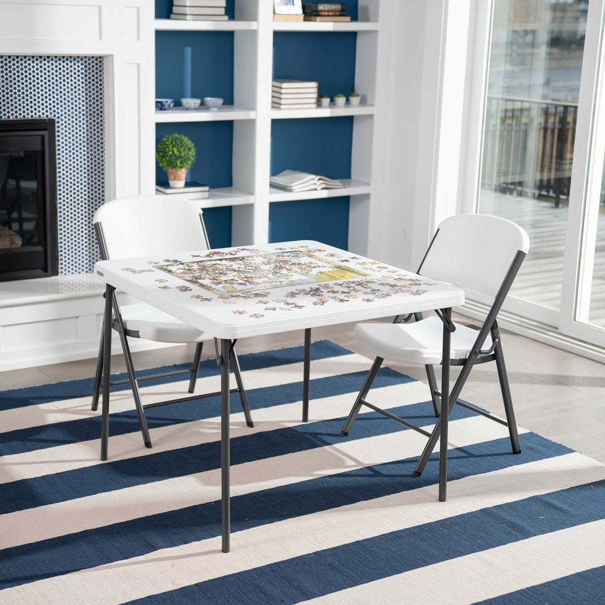 Lifetime 37 inch Square Folding Table, Indoor/Outdoor Commercial Grade, White Granite (80783)