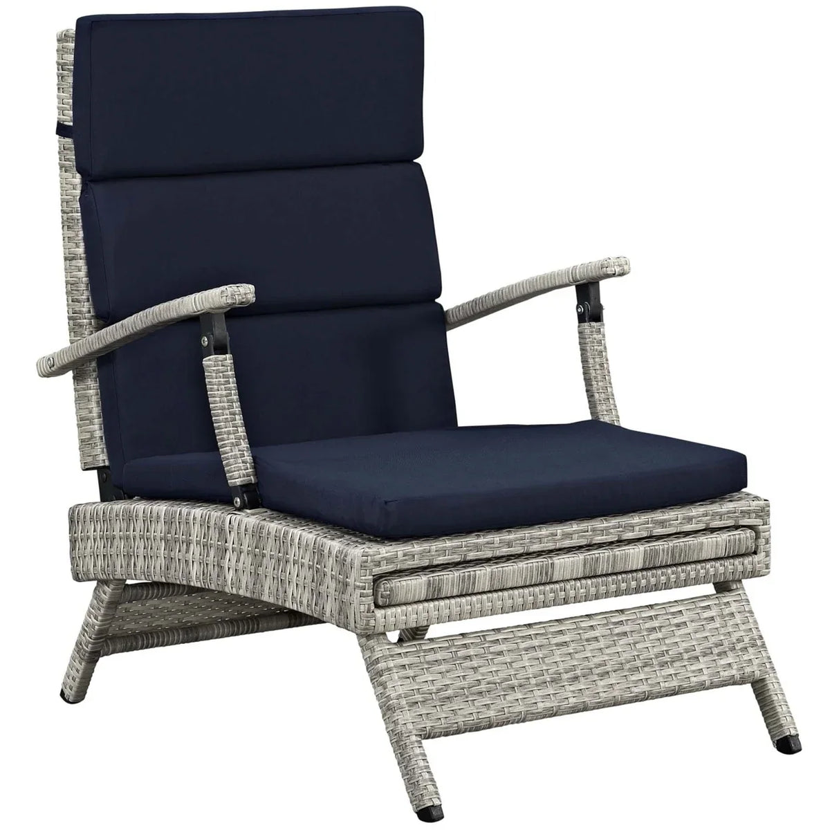 Modway Envisage Chaise Outdoor Patio Wicker Rattan Lounge Chair in Light Gray White