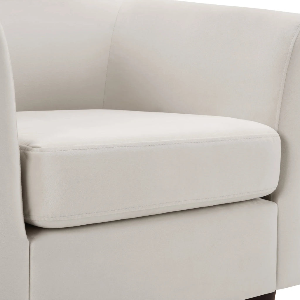 FunniHomi Velvet Accent Chair with Ottoman, Modern Barrel Chair Armchair with Footrest for Living Room, Bedroom and Reading Room, White