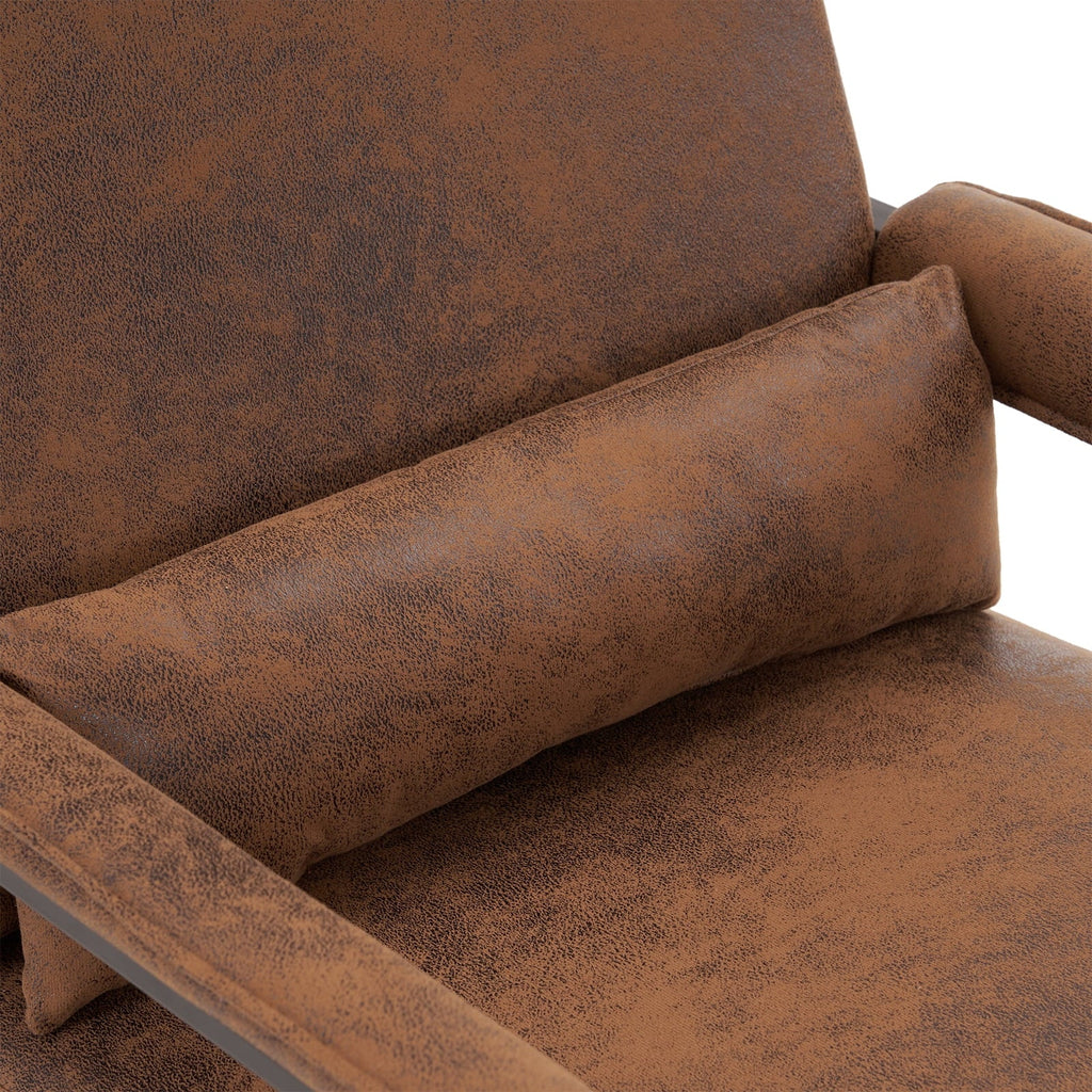 Ktaxon Accent Chair Lounge Armchair Modern Linen Fabric Upholstered Single Sofa with Black Coated Metal Frame Creamy White and Brown