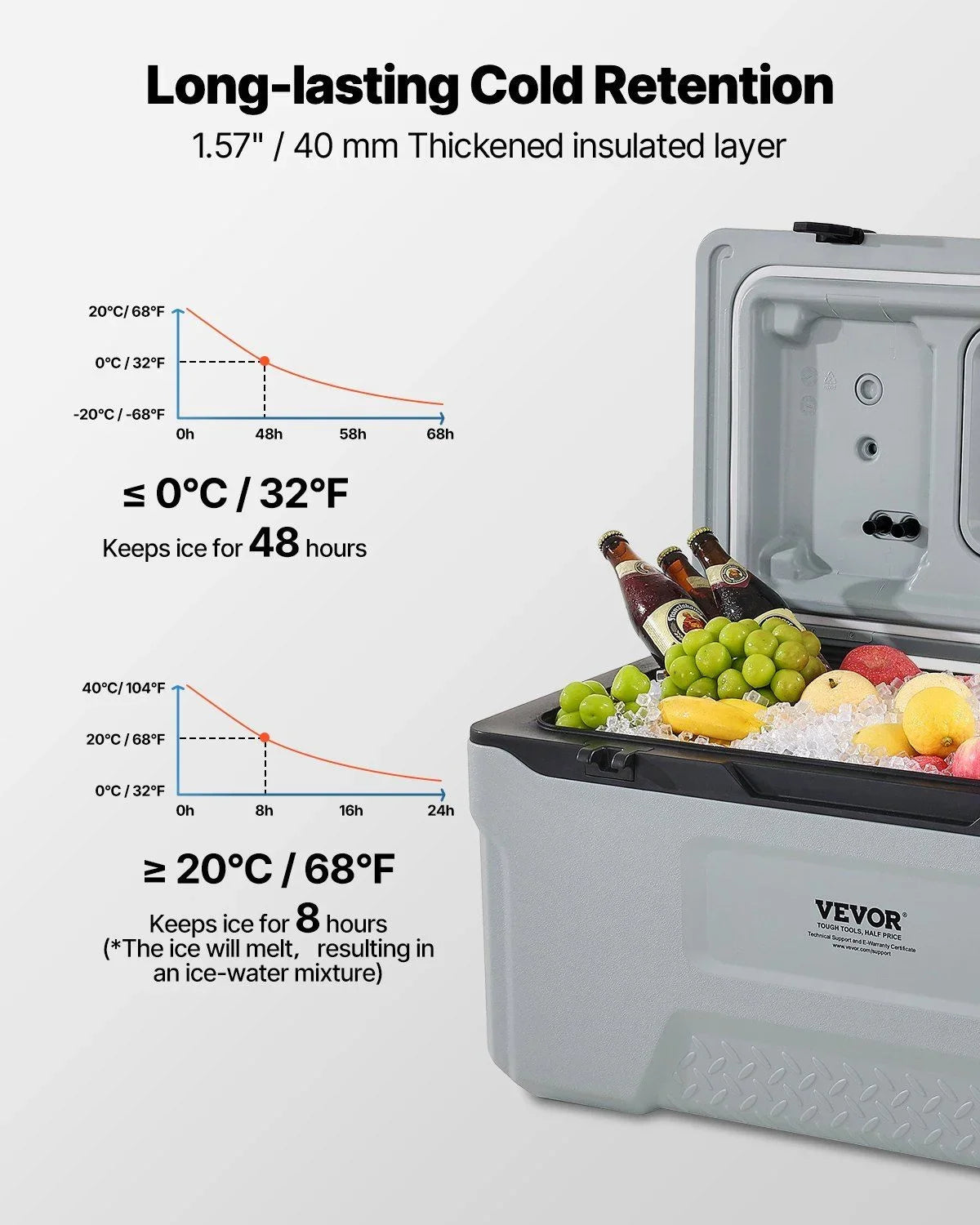 74 QT Wheeled Cooler - 120 Can Capacity Portable Ice Chest with Heavy-Duty Wheels & Cup Holders, Insulated Outdoor Cooler for Camping, Tailgating, Beach & BBQs, Leak-Proof Drain & Extended Cold Reten