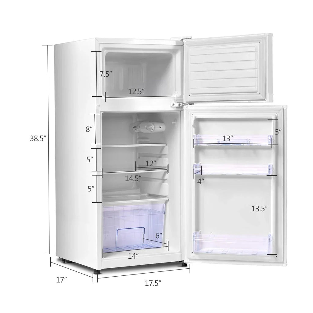 Giantex Compact Refrigerator, 3.4 cu. ft. Mini Cooler Fridge, Freestanding Fridge w/Adjustable Thermostat, Black