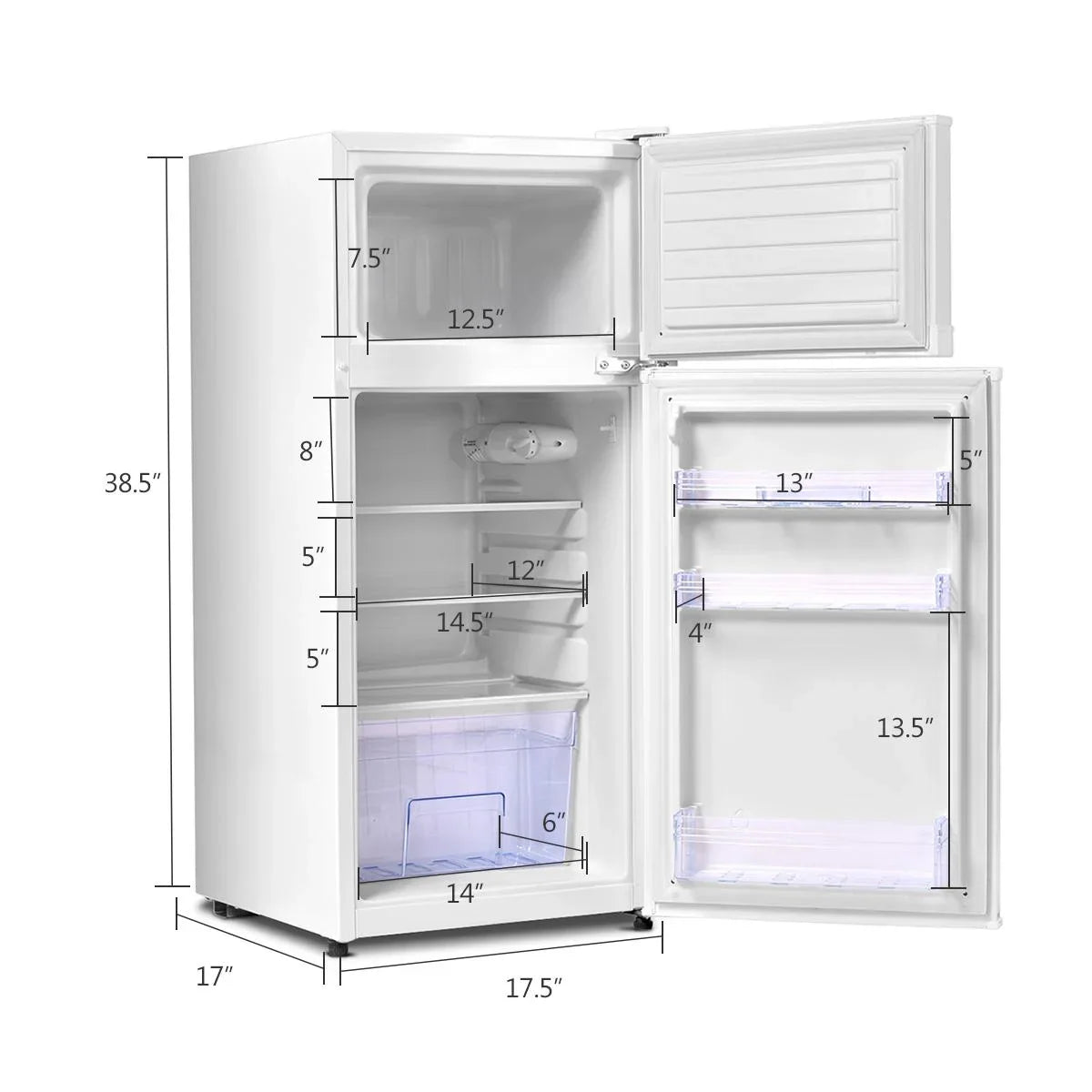Giantex Compact Refrigerator, 3.4 cu. ft. Mini Cooler Fridge, Freestanding Fridge w/Adjustable Thermostat, Black