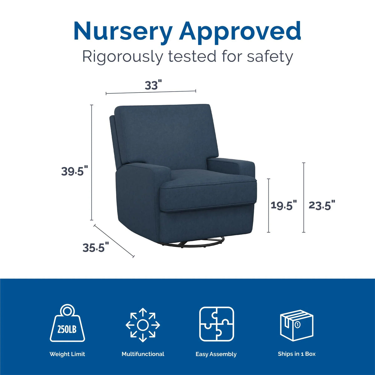 Baby Relax Rylan 4-in-1 Swivel Glider Rocker Recliner Chair