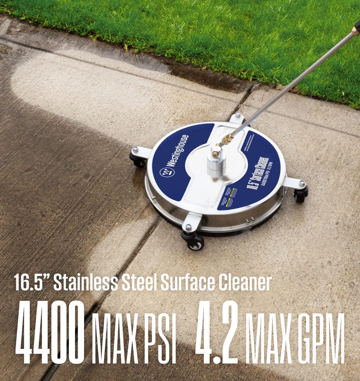 Westinghouse 16.5-inch 4400 PSI Stainless Steel Surface Cleaner for Pressure Washers, 1/4" Quick-Connect