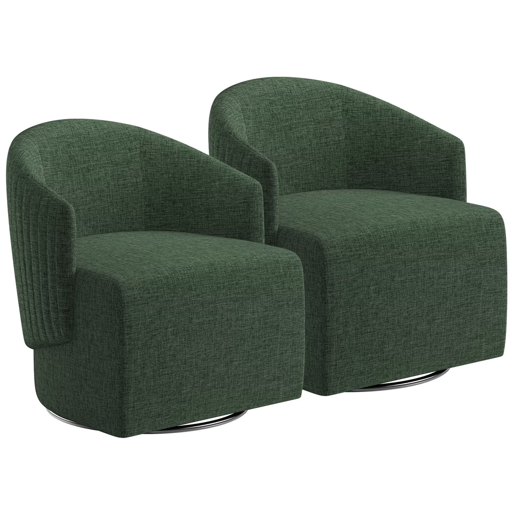 BELLEZE Swivel Accent Chair, Modern Upholstered Swivel Armchair 360 Degree Barrel Chair Comfy Corner Chair for Living Room Bedroom [Set of 2] - Malta (Light Grey)