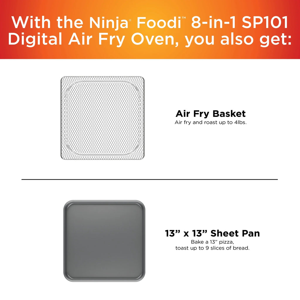 Ninja. SP101 Foodia?" 8-in-1 Digital Air Fry Oven, Flip-Away for Storage, Dehydrate, Keep Warm