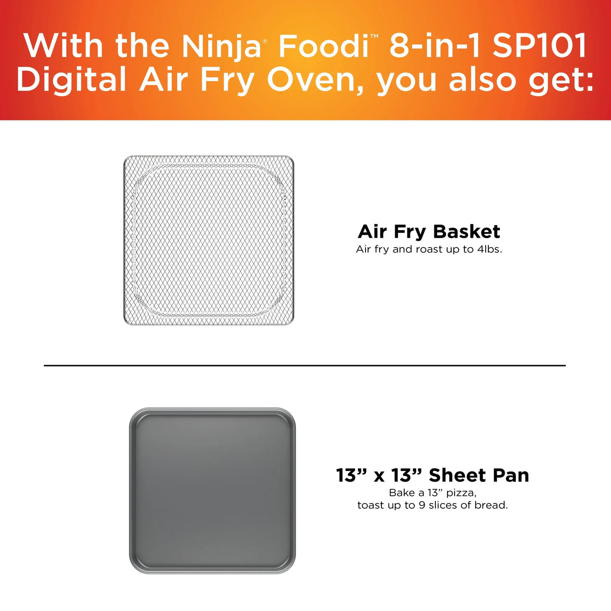 Ninja. SP101 Foodia?" 8-in-1 Digital Air Fry Oven, Flip-Away for Storage, Dehydrate, Keep Warm