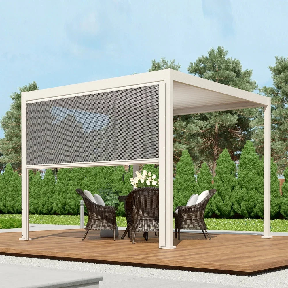Mirador 111S Pergola Accessories, 1/3 10' Side Aluminum Deco Wall Screen, Charcoal (Not Pergola)