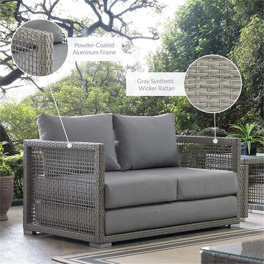 Afuera Living Wicker Patio Loveseat in Gray