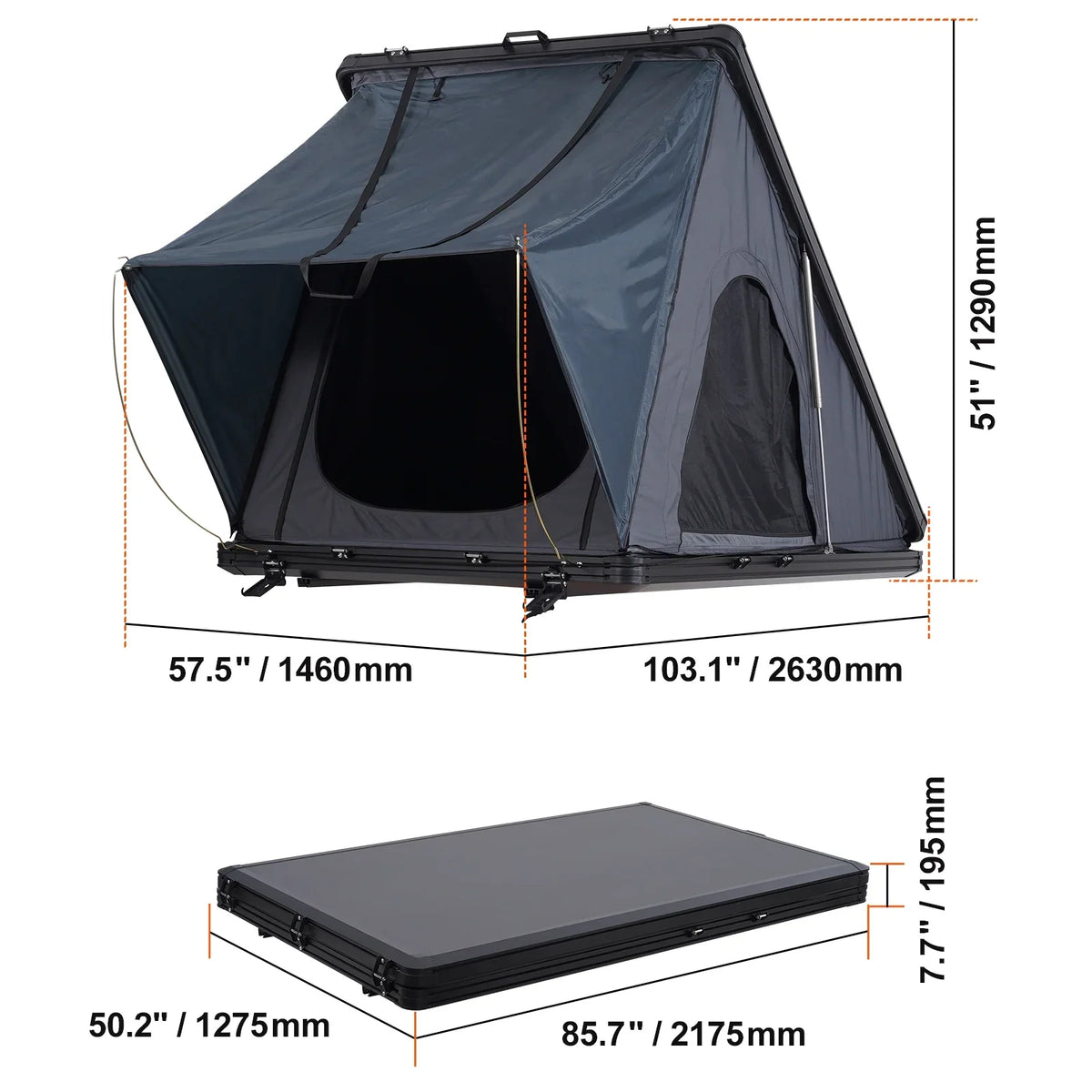 KFFKFF Hard Shell Rooftop Tent, Naturnest Shelter for 2-3 Individuals, Sturdy Roof Tent with Extendable Ladder and Thick Mattress, Resistant to Water and Wind for Jeep, SUV, Van, and Pickup Truck