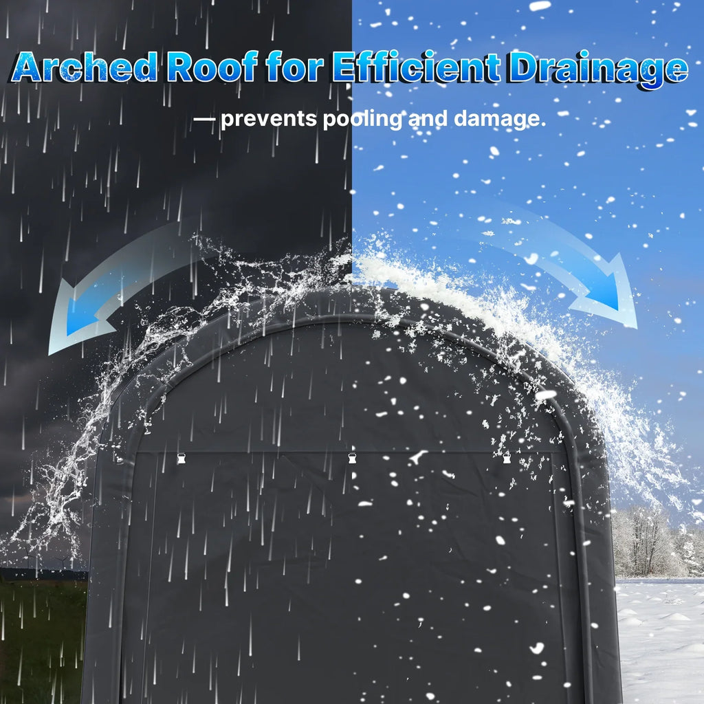 ADVANCE OUTDOOR 10x15 ft Shelter Storage Shed Steel Metal Round Roof Anti-Snow Portable Garage Carport for Motorcycle, Boat, or Garden Tools with 2 Roll up Doors & Vents, Gray