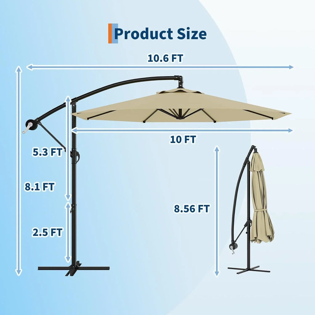 Emorefun Cantilever Umbrella, 10ft Heavy Duty Patio Umbrella with Easy Lift & Tilt Adjustment, Large Outdoor Umbrella for Deck Pool Garden Backyard, Navy Blue