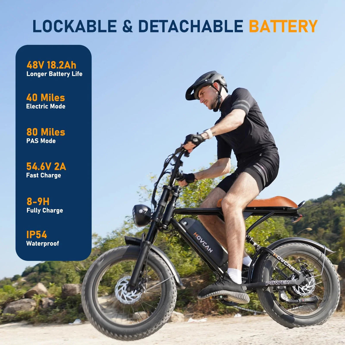 Movcan 20" Fat Tire Electric Bike for Adult, 750W Mountain Ebike, 48V 18.2Ah Removable Battery, 7 Speed Dual Hydraulic Brake E-Motorcycle Bike UL2849