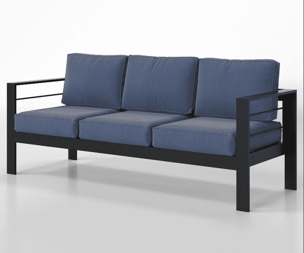 Superjoe Outdoor 3 Seats Patio Aluminum Sofa Furniture, Couch Gray Metal Chair with Cushions, Dark Grey