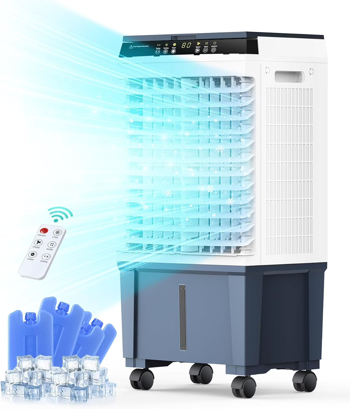 Air Choice Evaporative Air Cooler, 1800CFM Swamp Cooler with 12H Timer, Remote Control, 110" Oscillation & 5.3 Gal Water Tank, 4 Ice Packs, 3 Speeds, 3-in-1 Evaporative Cooler for Outdoor Indoor Use