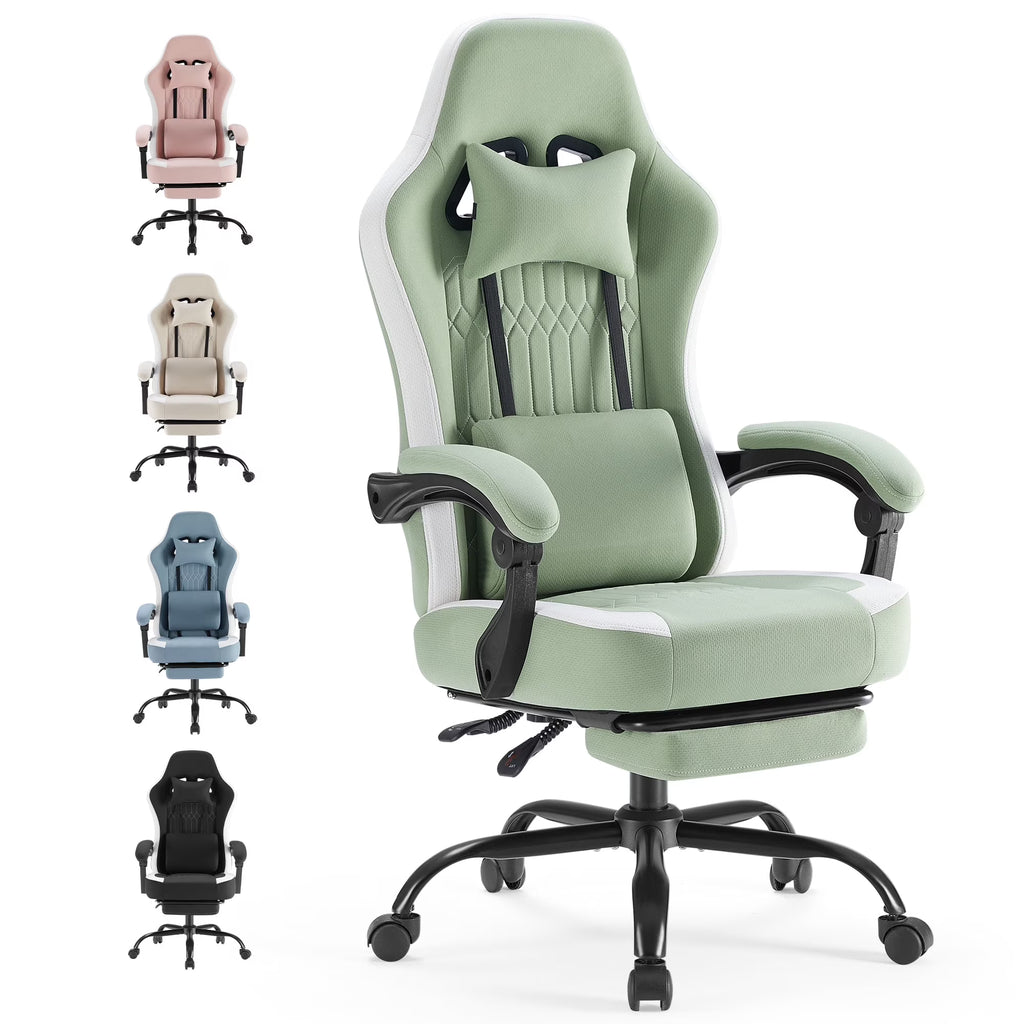 MCQ Ergonomic Swivel Gaming Chair with Headrest Lumbar Support for Home Office, Black and Grey
