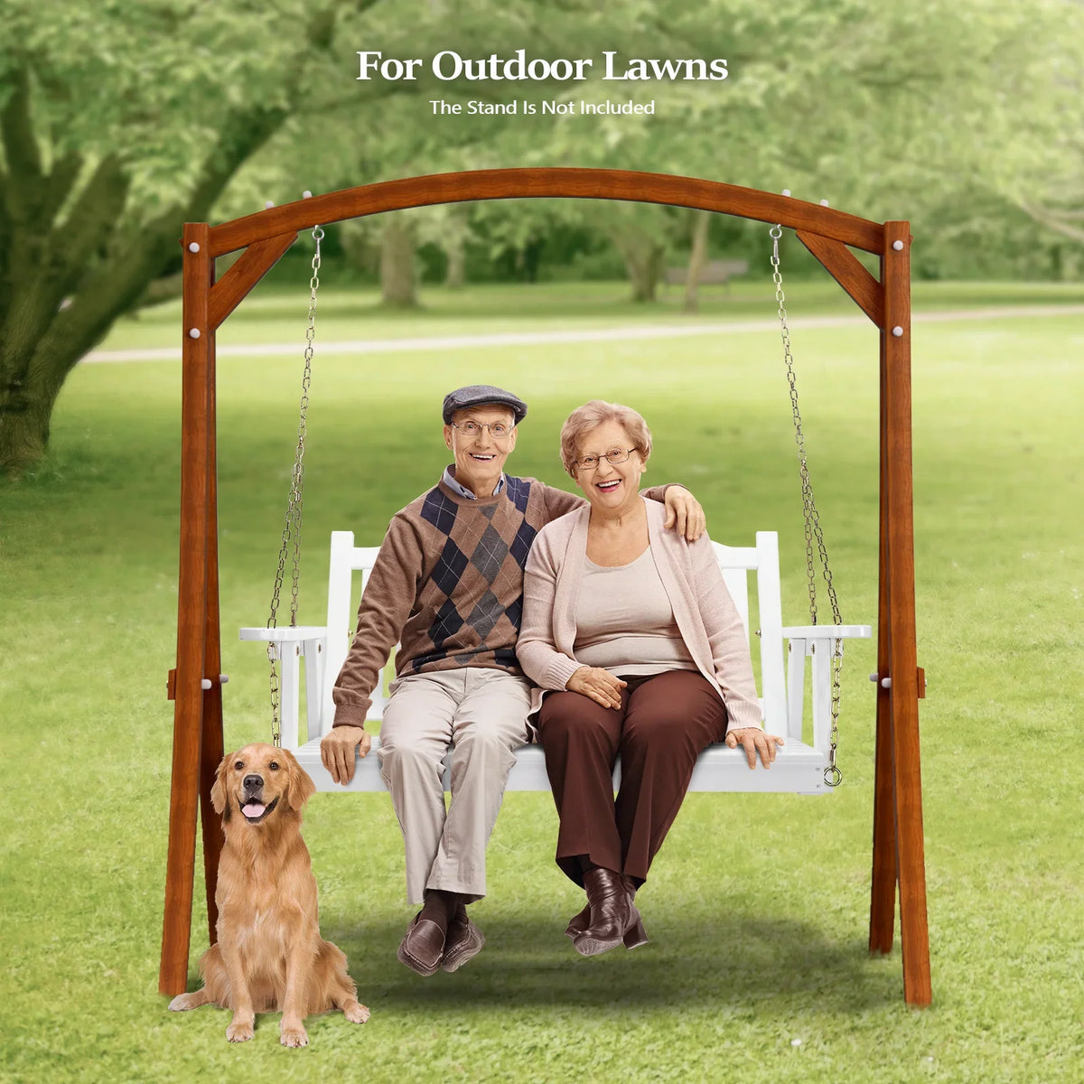 VINGLI Heavy Duty 880 LBS 4 FT Patio Wooden Porch Swing with Upgraded Adjustable Chains, Rustic