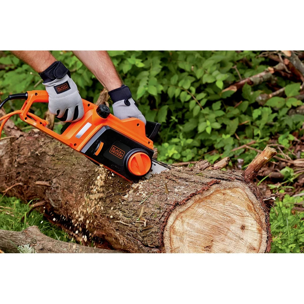 BLACK+DECKER 16" 12 Amp Corded Electric Chainsaw, Tool-Free Chain Tensioning, Auto-Oiling