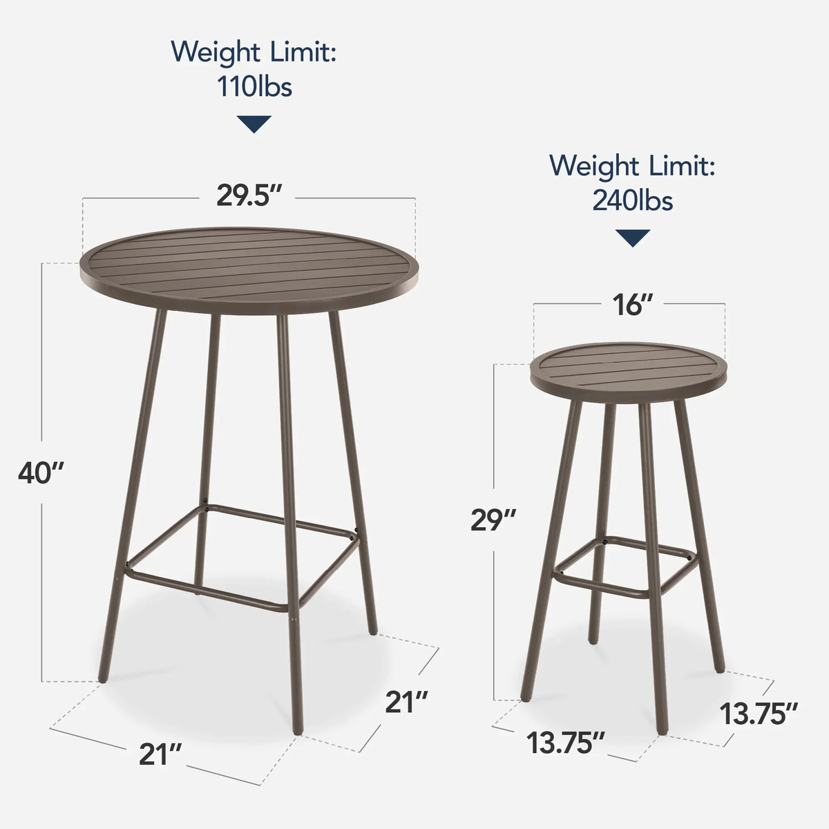 Best Choice Products 3-Piece Steel Patio Bar Height Round Bistro Set w/ Backless Stools, Slatted Design - Black