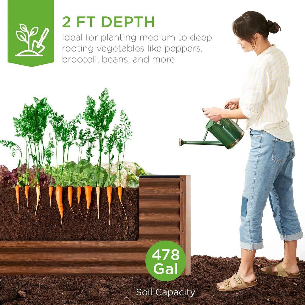 Best Choice Products 8x4x2ft Outdoor Metal Raised Garden Bed, Planter Box for Vegetables, Flowers, Herbs - Gray