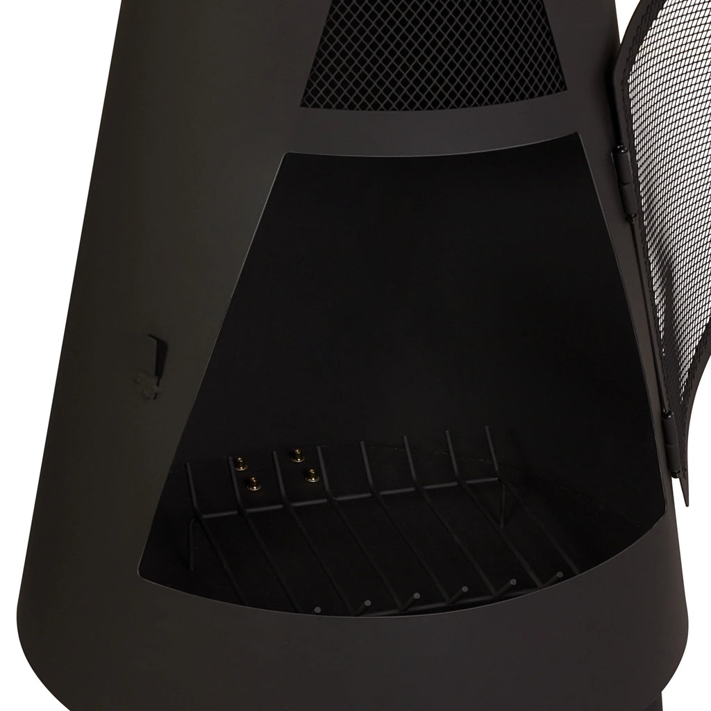 Mainstays 67�?Tall Round Powder-Coated-Black Finish Steel Wood Burning Chiminea